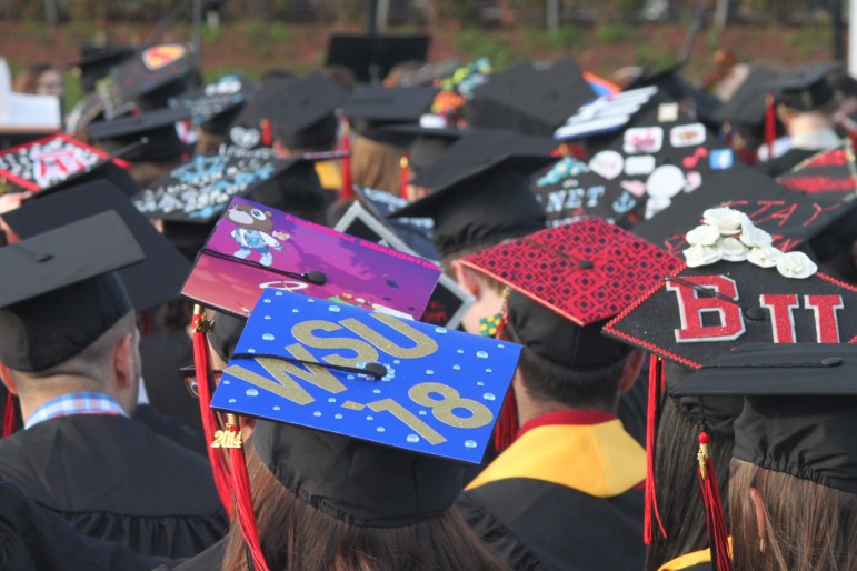 Watertown High graduates decorated their hats for the ceremony.