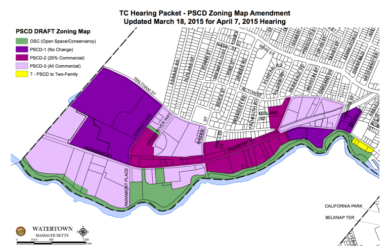 Proposed new zoning area in the Pleasant Street Corridor District on the westside of Watertown.