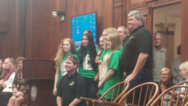Members of the Watertown High School robotics team - the KwarQs - were honored for taking part in the Relay for Life.