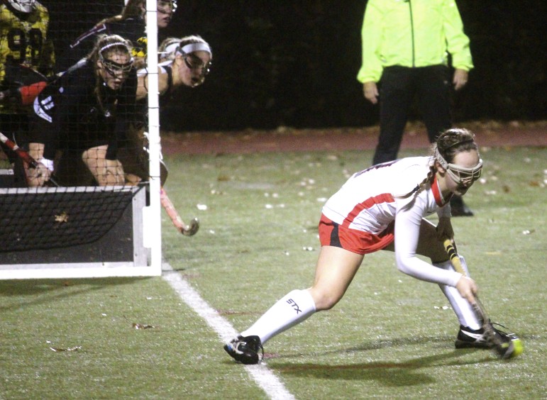Watertown's Christa Knell scored the game winning goal in the Raiders' 2-0 win over Weston in the state tournament.