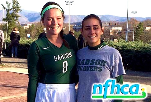 Watertown High grad Kayla Costa, right, was named a Div. III field hockey All-American along with Babson teammate Elizabeth Holmes.