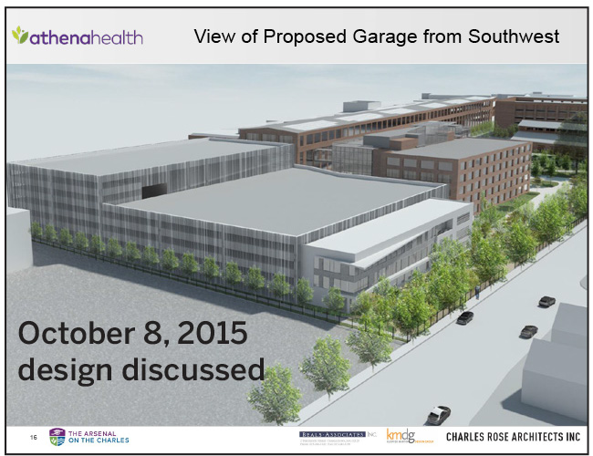 A rendering of the proposed garage favored by the North Beacon Neighbors group. They wanted the white building in front removed, however.