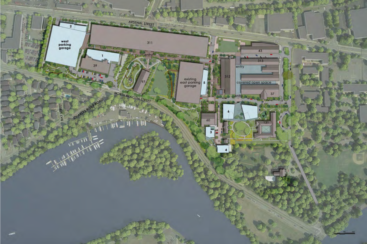 An overhead view of the latest plans for the athenahealth campus renovation.