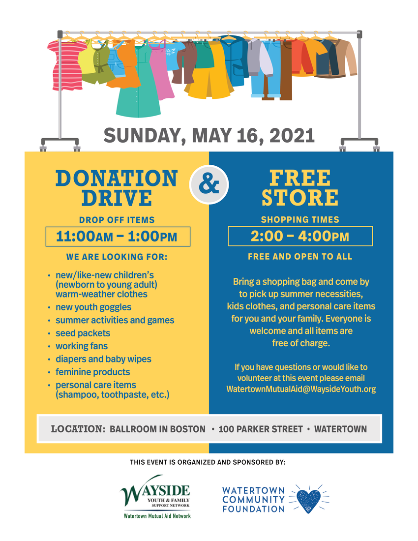 Donation Drive & Free Store Hosted By Watertown Mutual Aid On May 16 