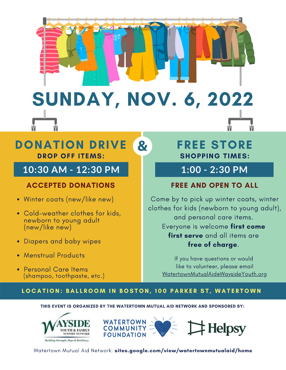 Winter Clothing Drive & Store to be Hosted by Watertown Mutual Aid