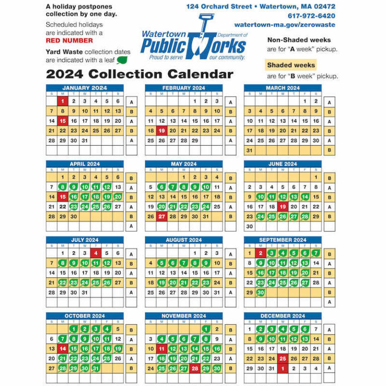 2024 Watertown Trash & Recycling Calendar Out, Includes 1 More Yard